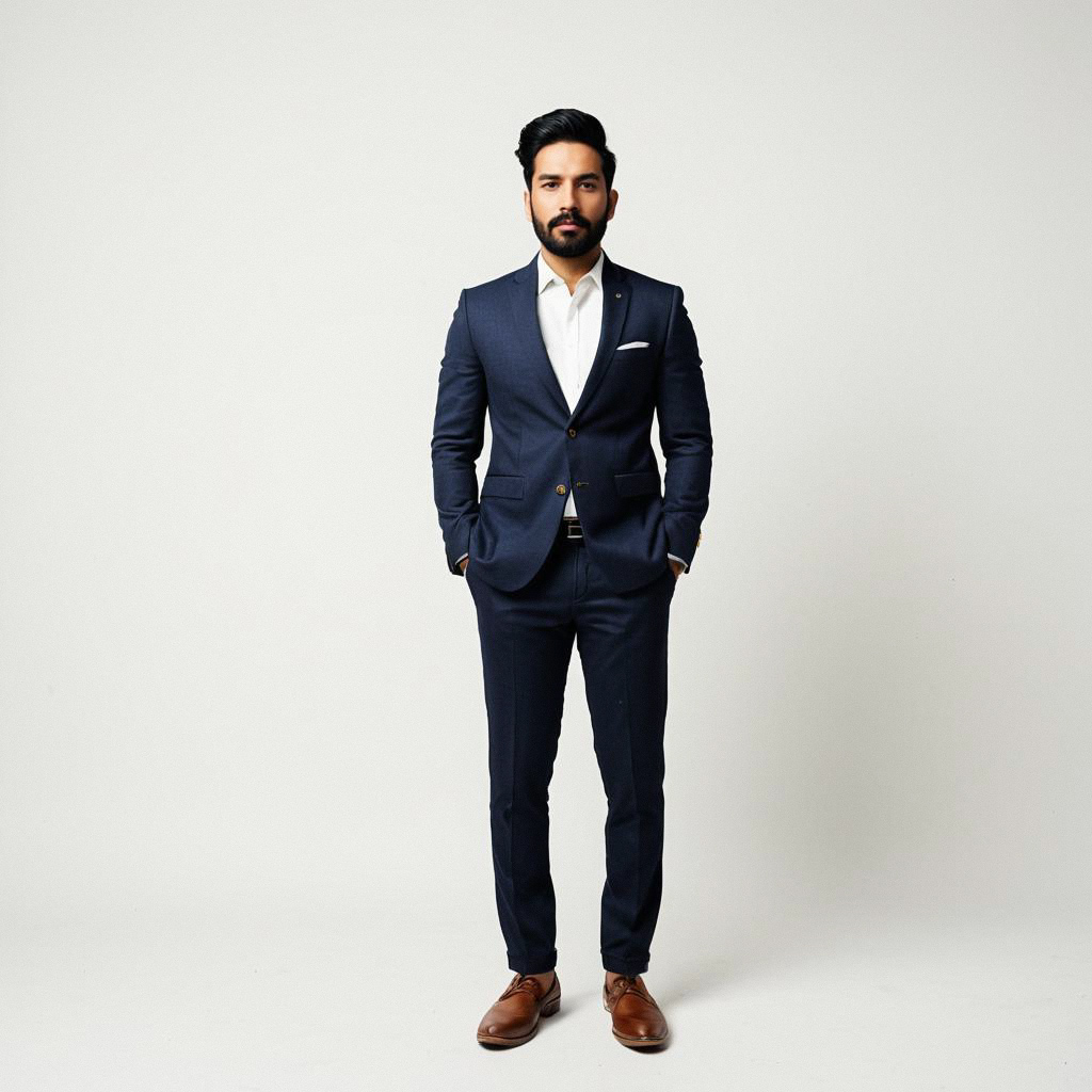 Confident Man in Navy Suit Confident Man in Navy Suit