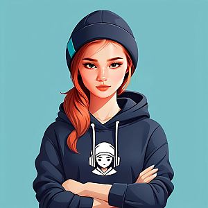 Confident Young Woman with Red Hair in Beanie