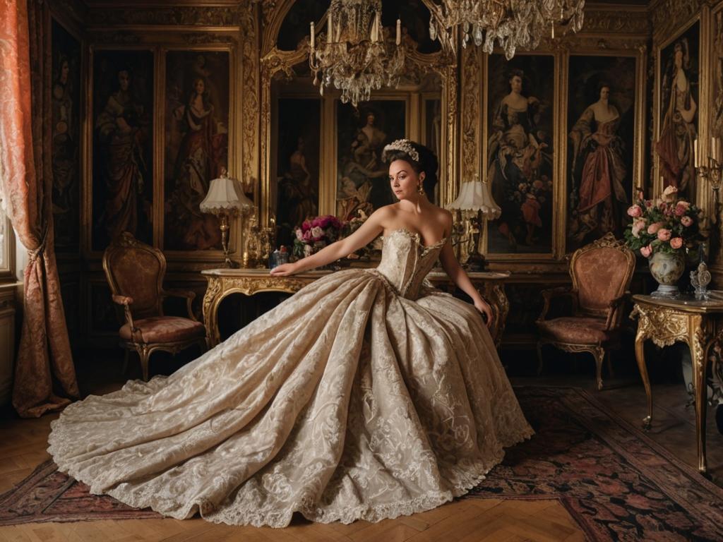 Regal Woman in Opulent Ball Gown