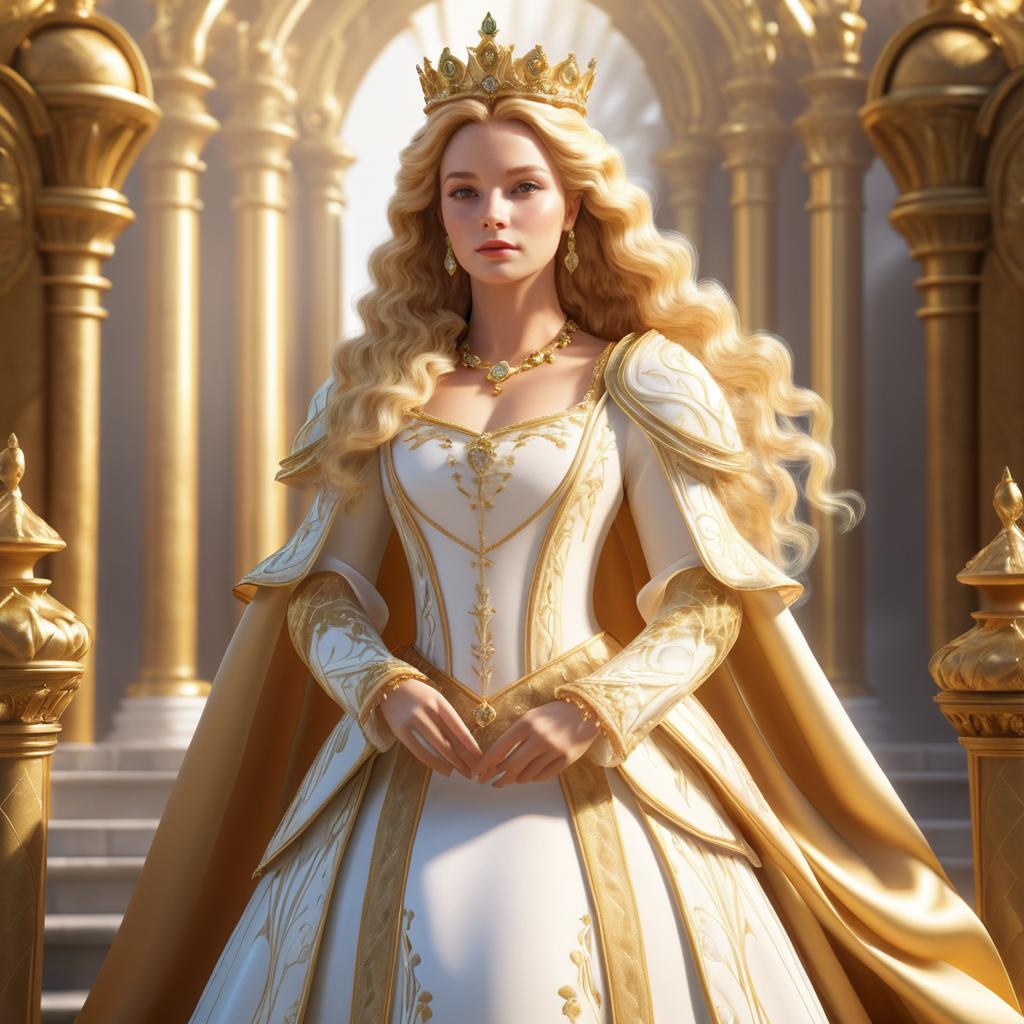 Regal Queen in Golden Gown