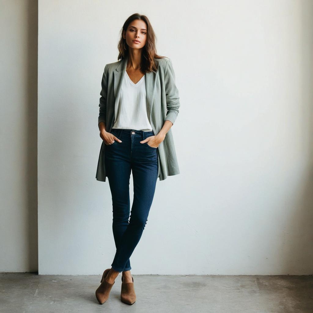 Confident Woman in Stylish Casual Outfit Confident Woman in Stylish Casual Outfit