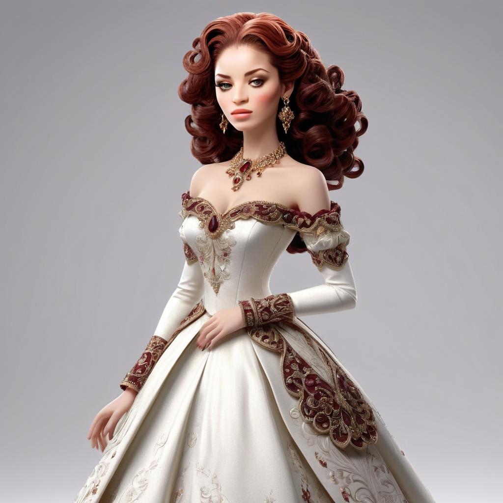 Elegant Woman in Embroidered Gown