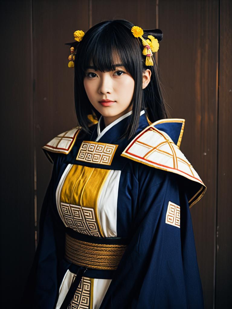 Man in Realistic Ageha Takeda Samurai Cosplay Costume