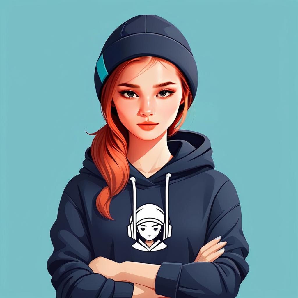 Confident Young Woman with Red Hair in Beanie Confident Young Woman with Red Hair in Beanie