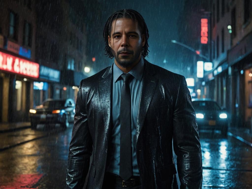 John Wick Costume in Rainy Street