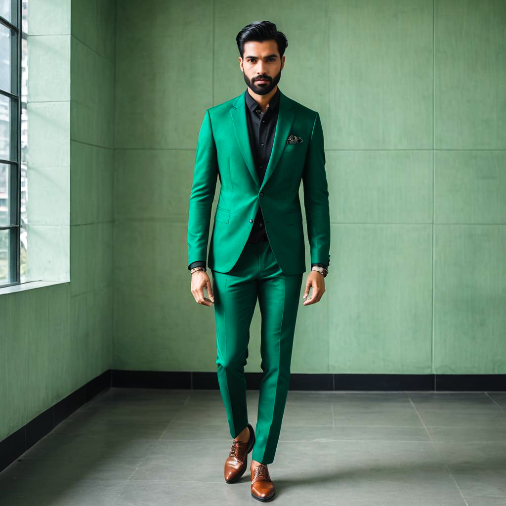 Stylish Man in Elegant Green Suit