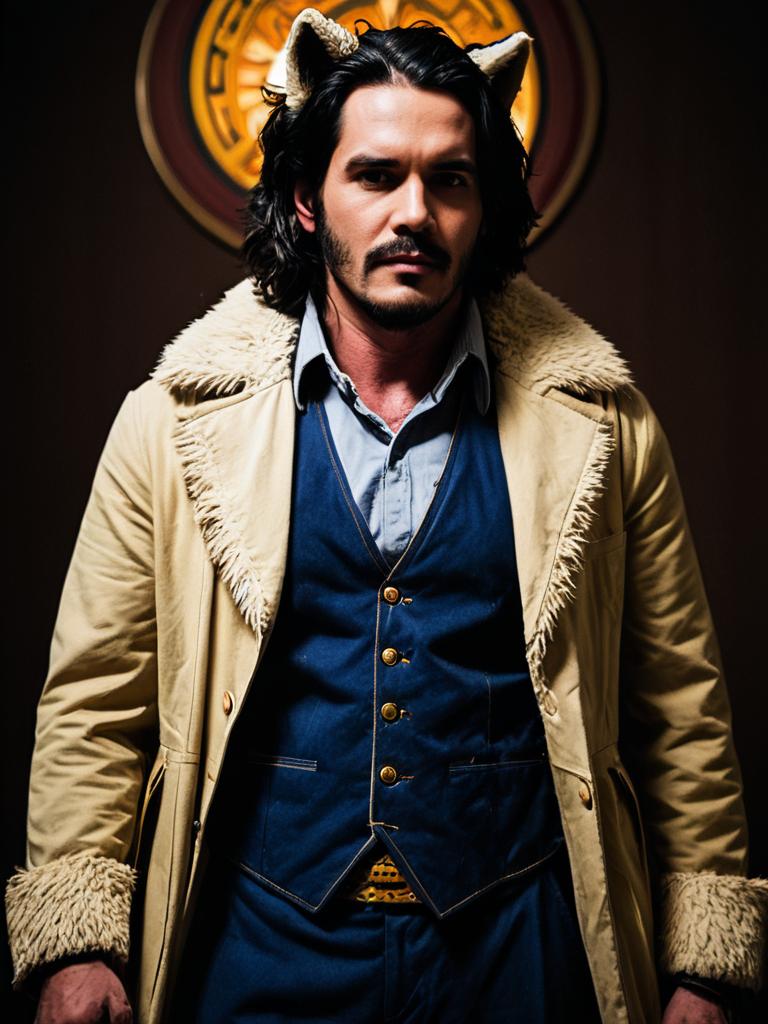 Man Cosplay Wearing Bigby Wolf Costume Realistic Photo