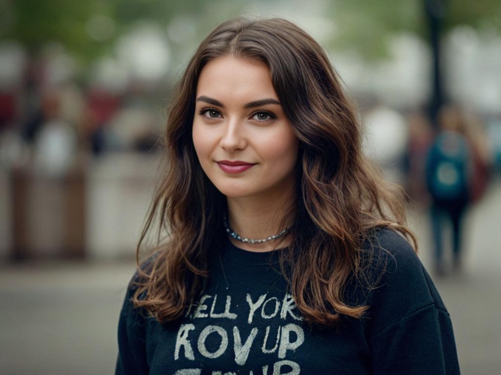 Confident Young Woman in Casual Sweatshirt