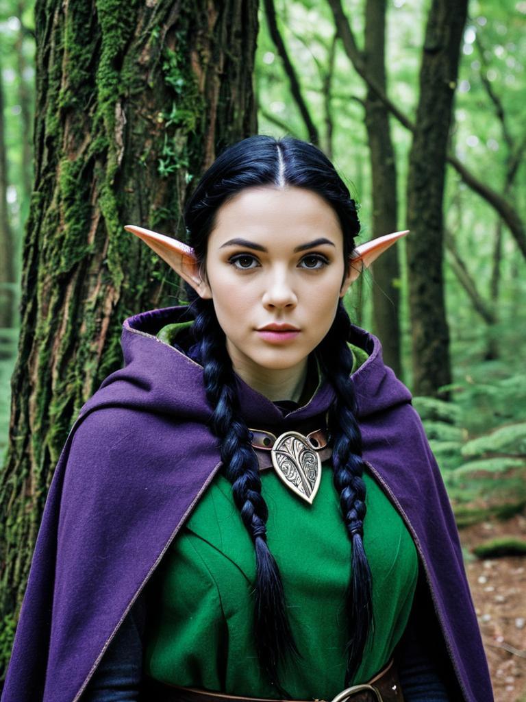 Realistic Elf Woman in Forest Fantasy Cosplay Costume