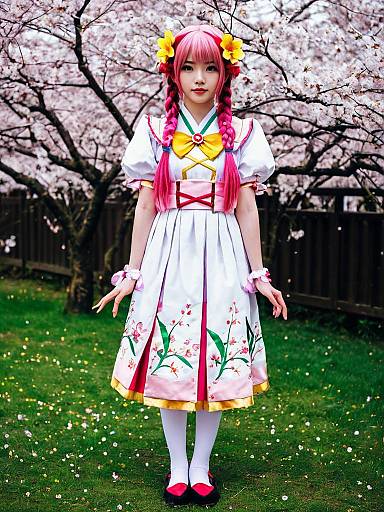 Hanami Kotoha Anime Cosplay Amidst Cherry Blossoms
