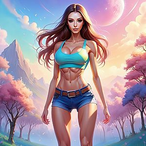 Athletic Woman in Fantasy Landscape