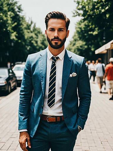 Man in Summer Professional Outfit on City Street - Fashion Lifestyle Photo