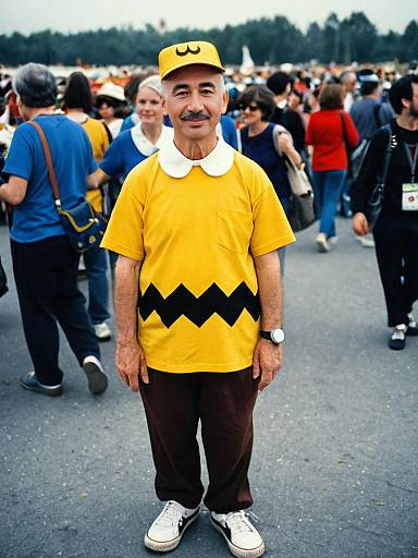 Man in Charlie Brown Costume at Humorous Cosplay Festival