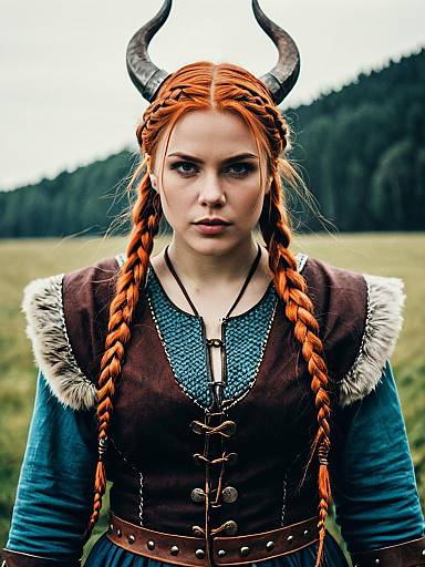 Woman in Viking Braids Costume Cosplay Editorial Portrait