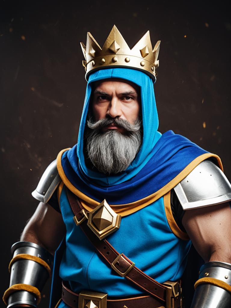 Photorealistic Clash Royale King Costume Man Cosplay Fantasy Portrait