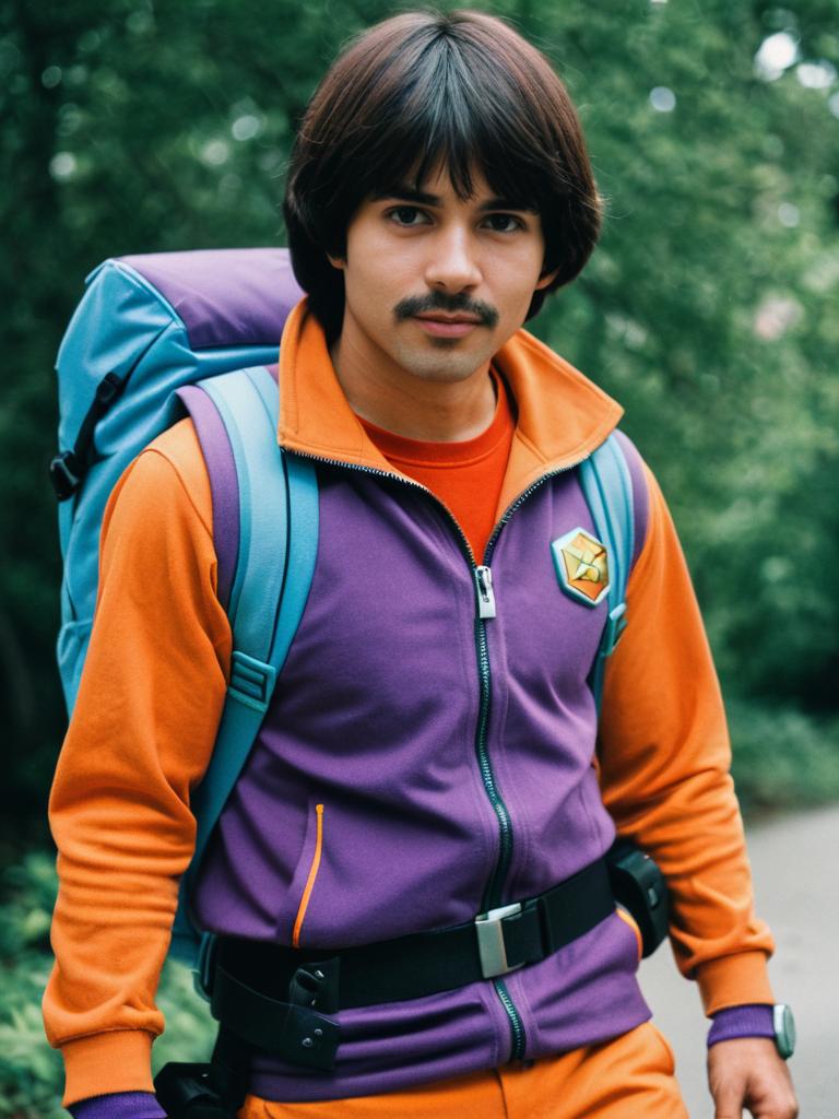 Man in Orange and Purple Cosplay Outdoors
