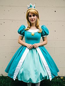 Princess Rosalina Costume Blue Dress with Crown Woman Cosplay