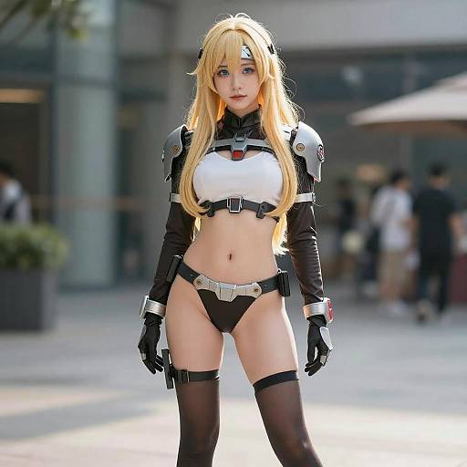 Futuristic Gen Z Cyber Warrior Woman Cosplay Costume Outdoor Portrait