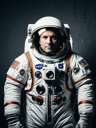 Photorealistic Studio Portrait of Man in NASA Astronaut Costume