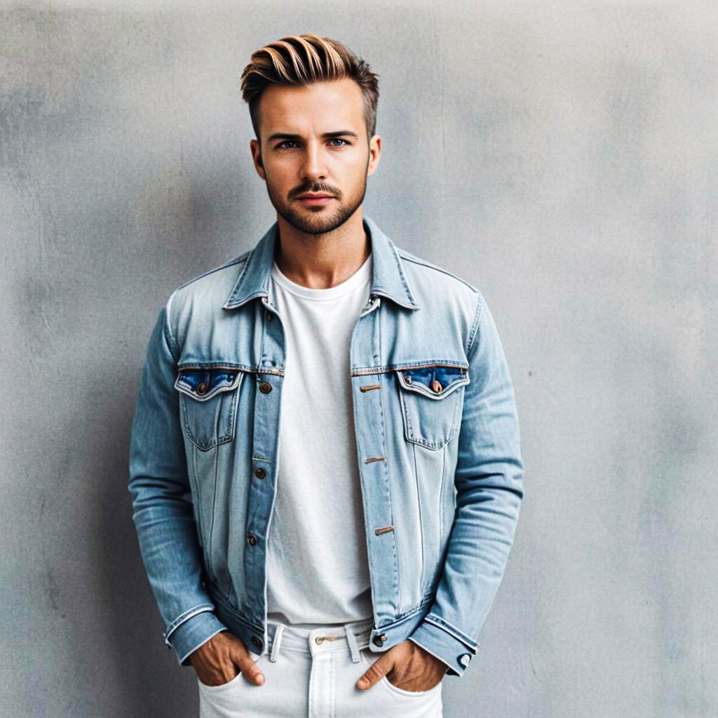 Stylish Young Man in Denim Jacket