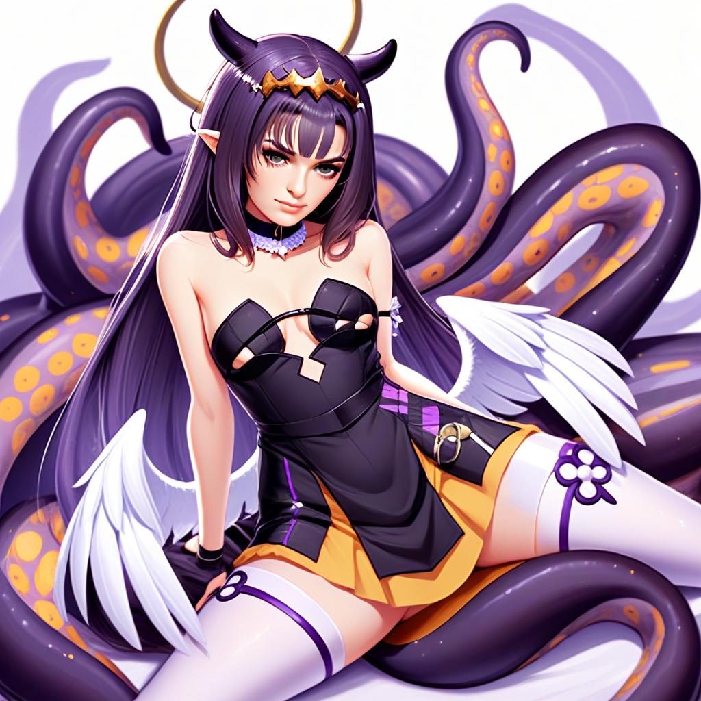 Ao-chan Ninomae Inanis Anime Girl with Tentacles and Angel Wings