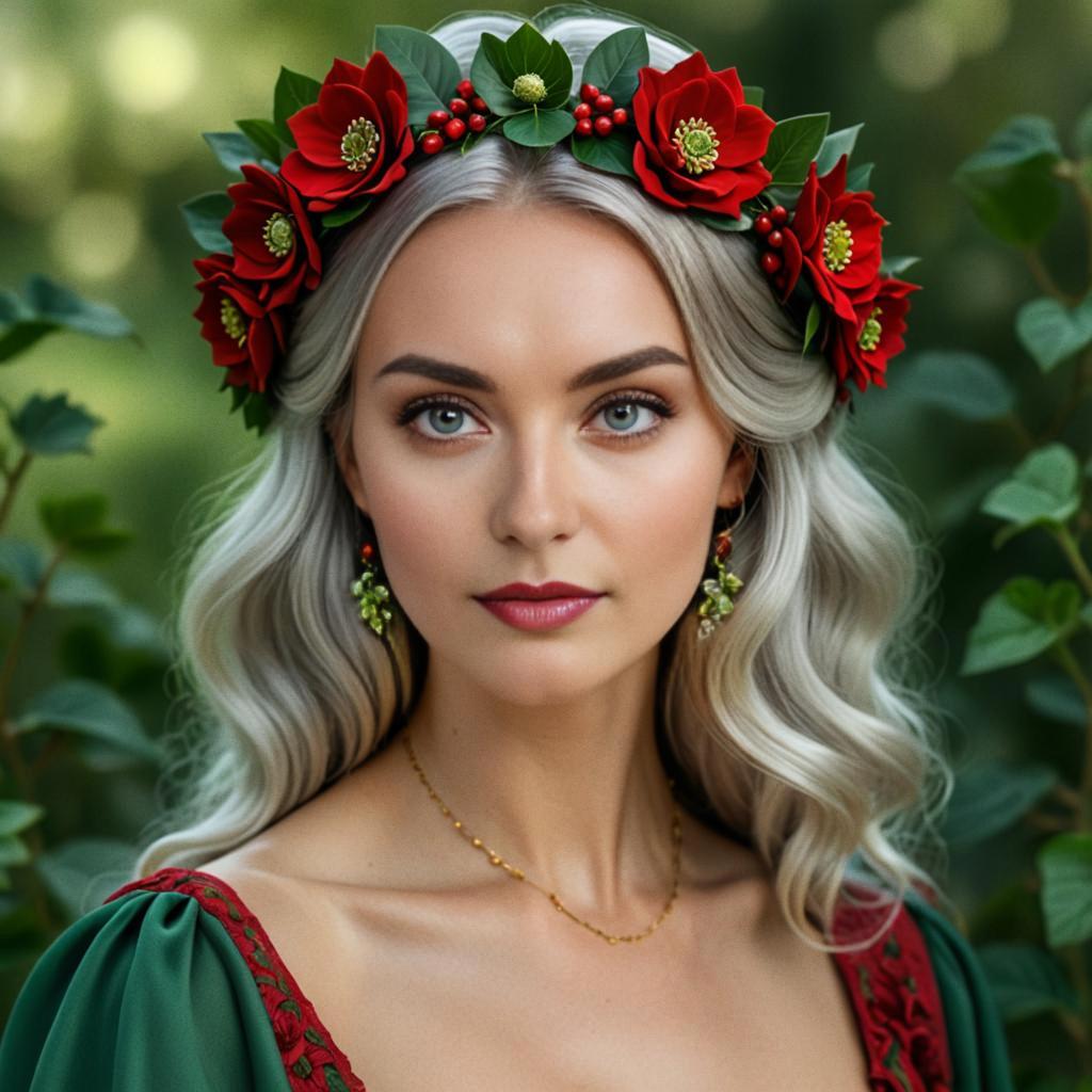 Woman with Floral Crown Portrait