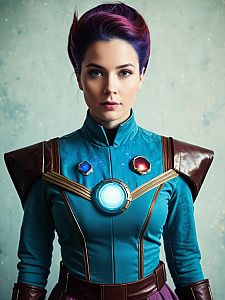 Realistic Nebula Woman Cosplay Costume with Futuristic Armor and Cosmic Details