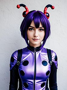 Photorealistic Miraculous Ladybug Purple Costume Woman Cosplay