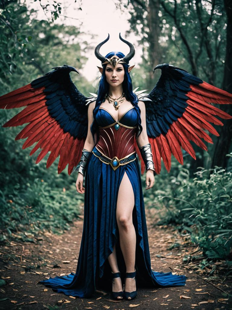 Woman in Lilith Goddess Costume Full Body Cosplay with Wings
