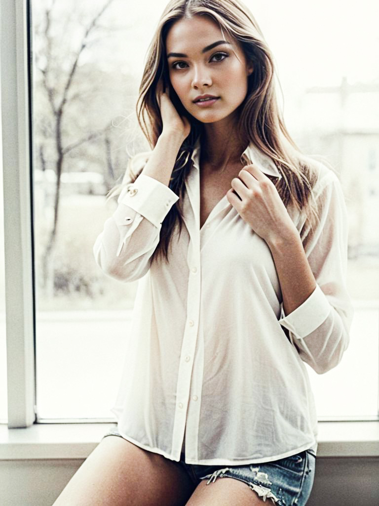 Serene Woman Portrait by Window