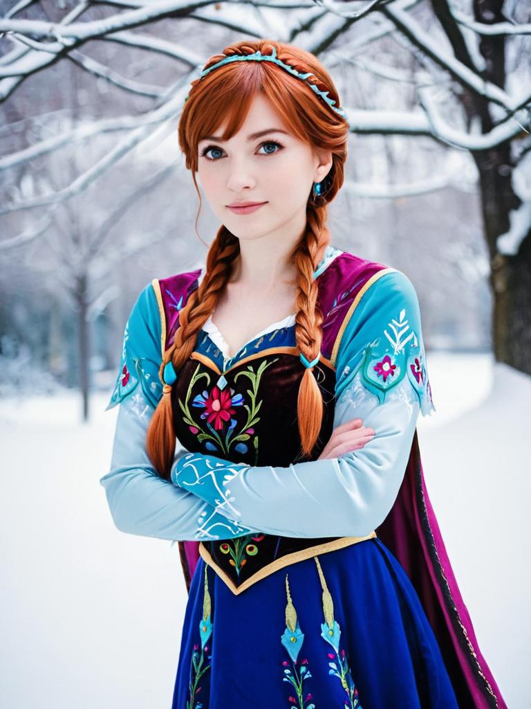 Woman with Red Hair in Winter Fantasy Costume