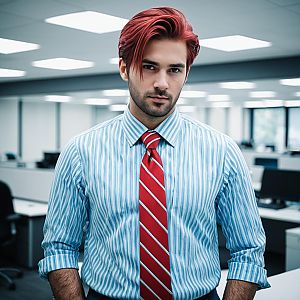 Young Professional Man with Red Hair in Modern Office Setting