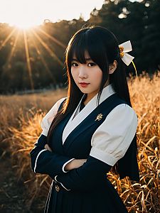 Mt Lady Yu Takeyama Cosplay Woman in Warm Field Light