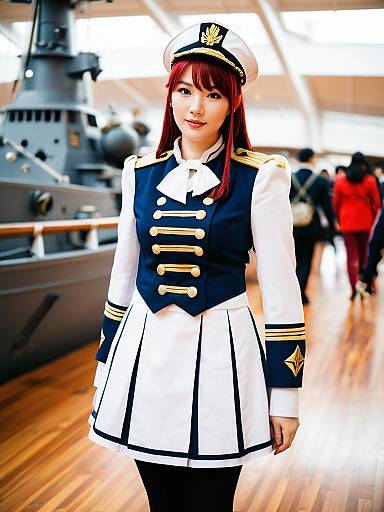 Admiral Warship Girl in Navy Uniform Cosplay with Realistic Style