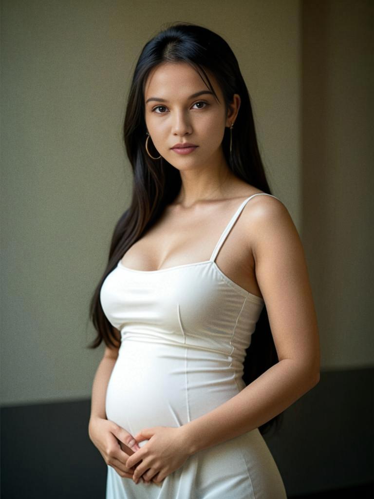 Elegant Woman in White Dress