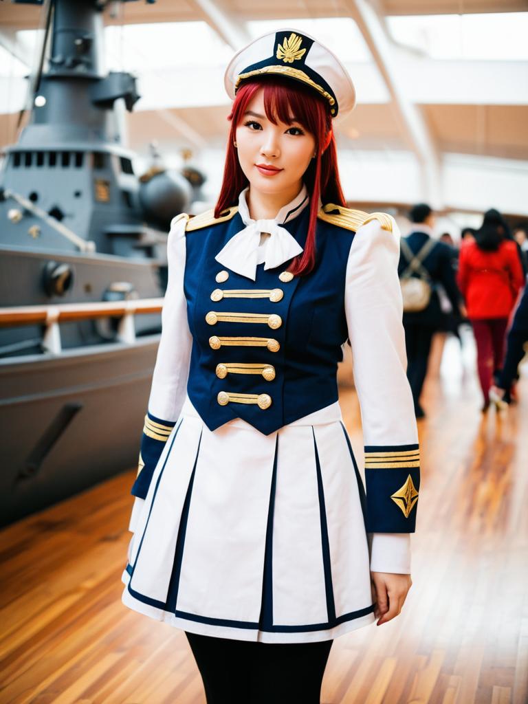 Admiral Warship Girl in Navy Uniform Cosplay with Realistic Style