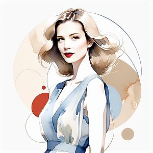 Stylized Portrait of Woman with Blonde Hair