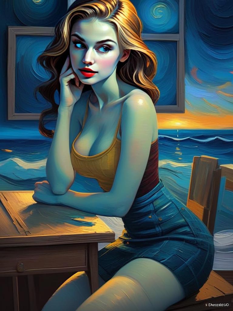 Portrait of a Woman by the Seaside at Sunset
