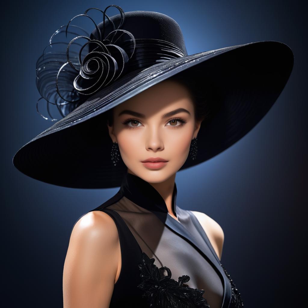 Elegant Woman in Black Hat