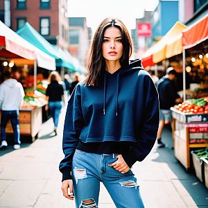 Stylish Woman at Vibrant Outdoor Market