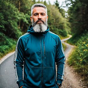 Confident Man on Forest Path