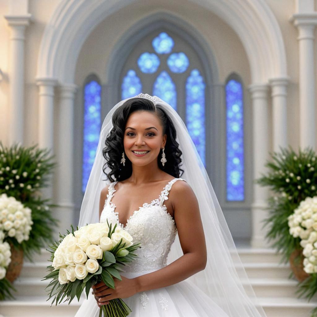 Radiant Bride with White Roses