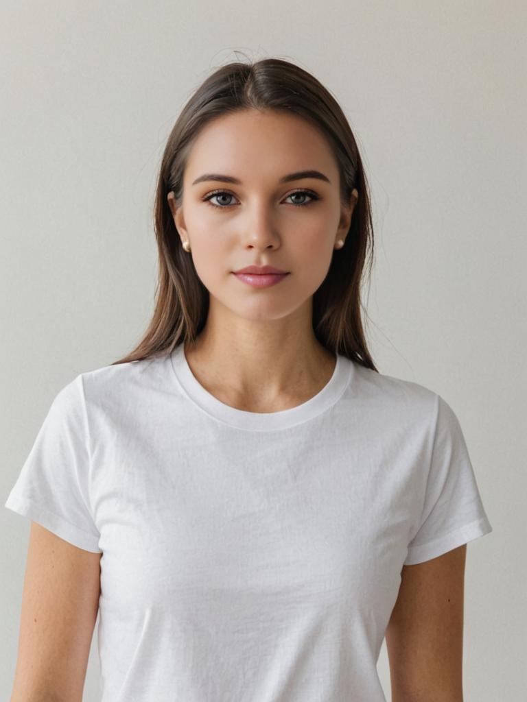 Woman in White T-Shirt - Minimalist Style