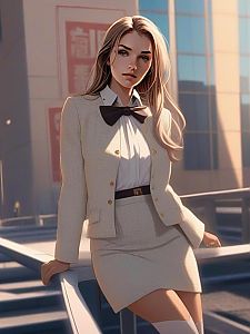 Stylish Young Woman in Urban Setting