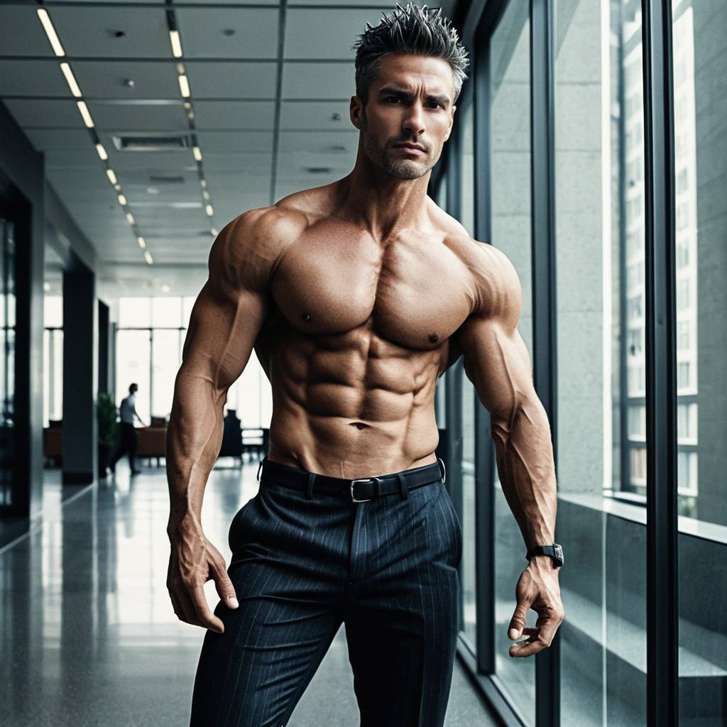 Muscular Man in Modern Office