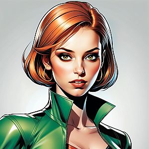 Auburn-Haired Woman in Green Jacket