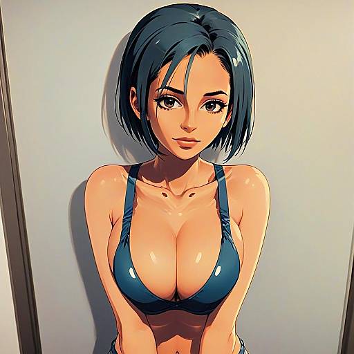 Anime Style Illustration of Woman in Blue Bikini by Arung Samudra Cessa