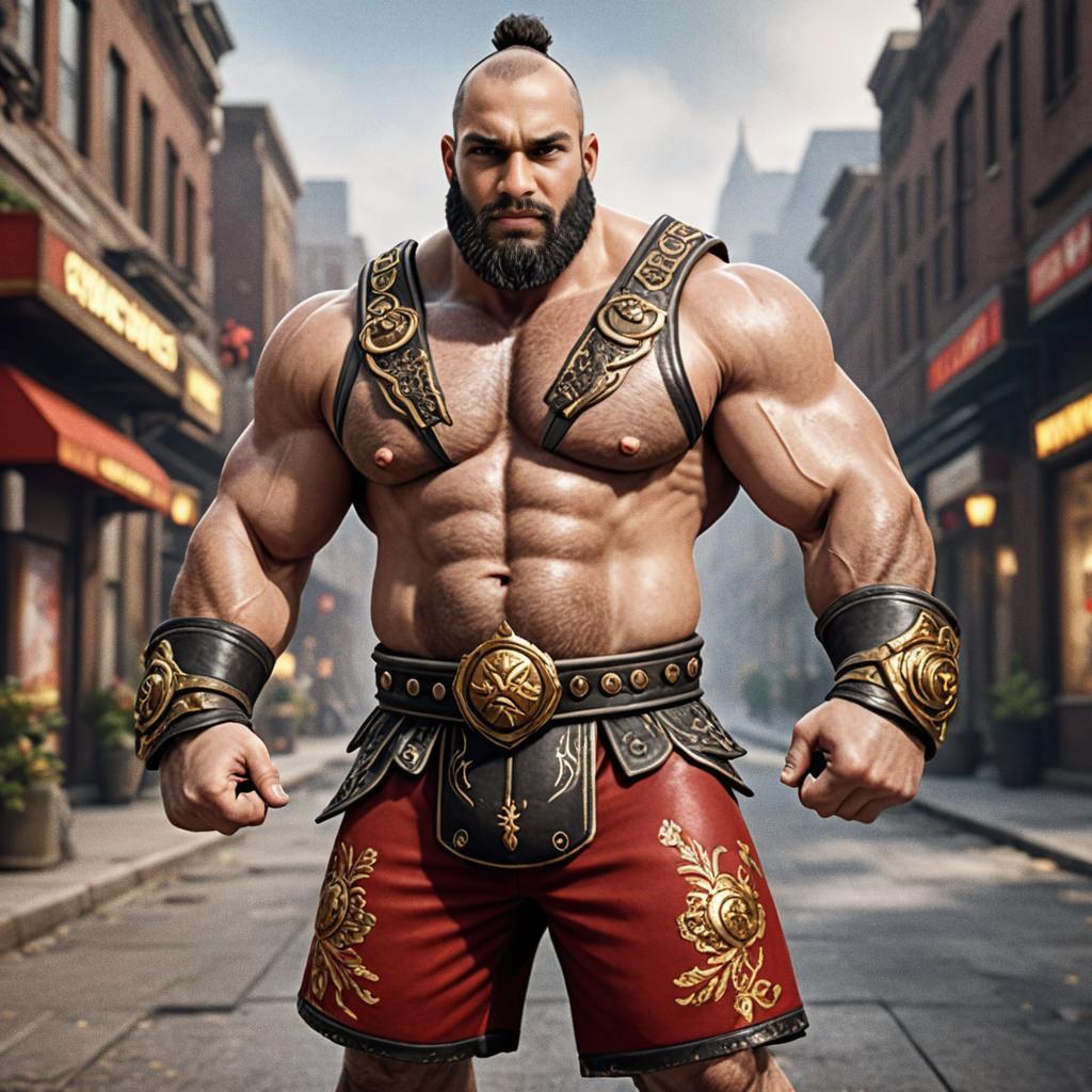 Zangief - Street Fighter Character in Urban Setting