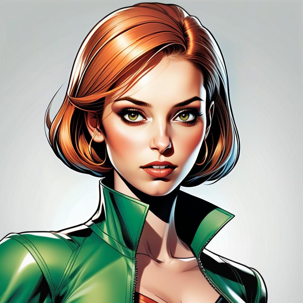 Auburn-Haired Woman in Green Jacket Auburn-Haired Woman in Green Jacket