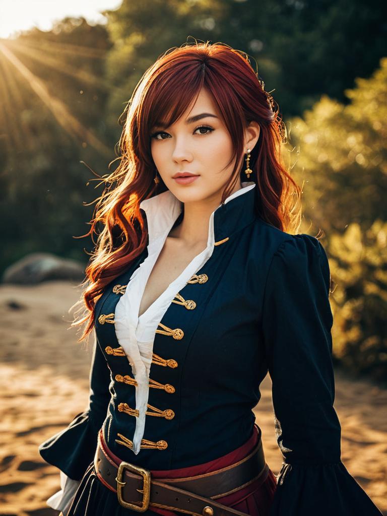 Realistic Kaname Buccaneer Cosplay Woman in Navy Military Jacket